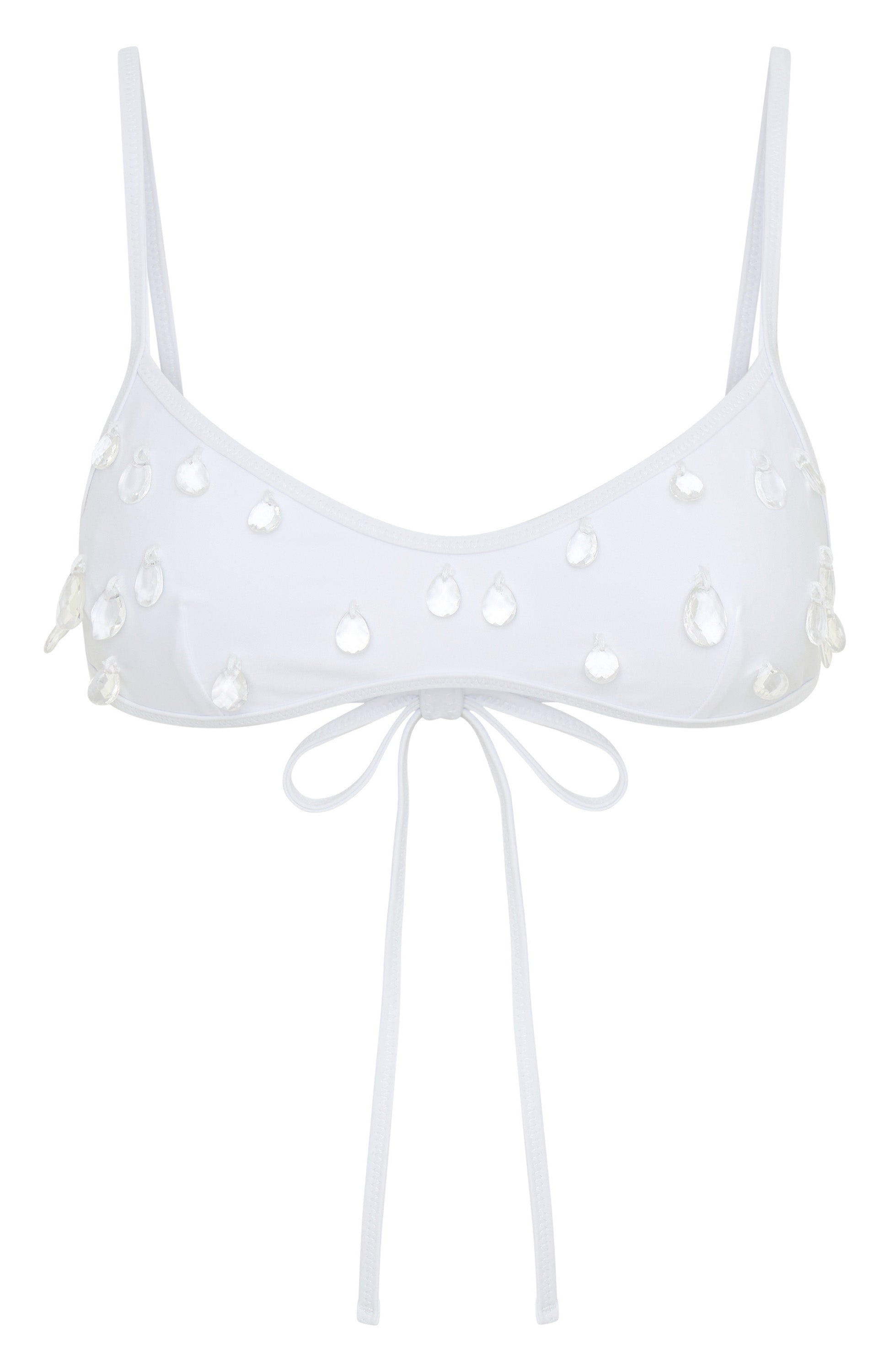White Fox Swim Crystal Coast Bikini Top - Adjustable Straps & Crystal Detailing