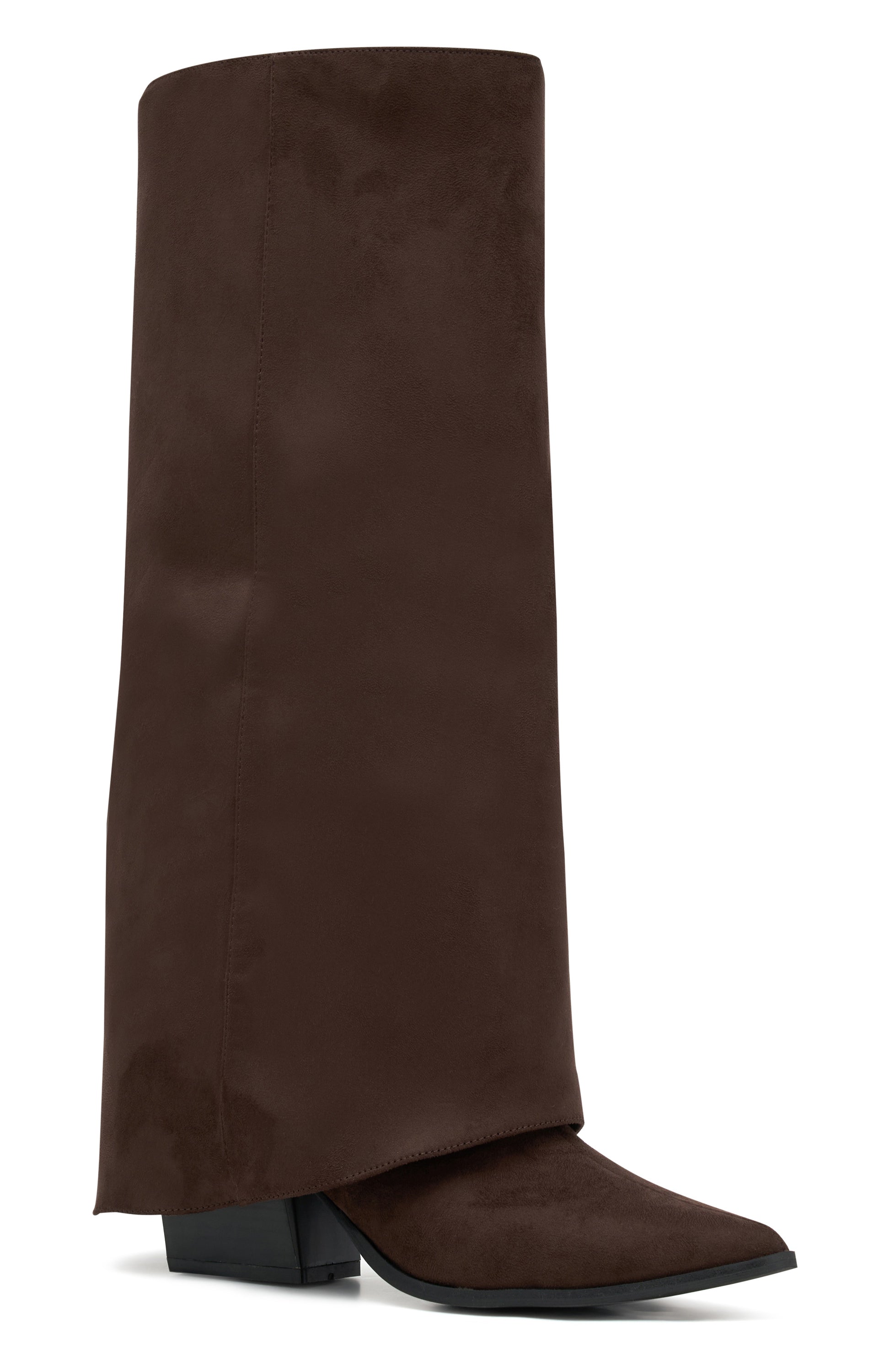 Chocolate Faux Suede Knee High Boots with Block Heel | I'm That Girl