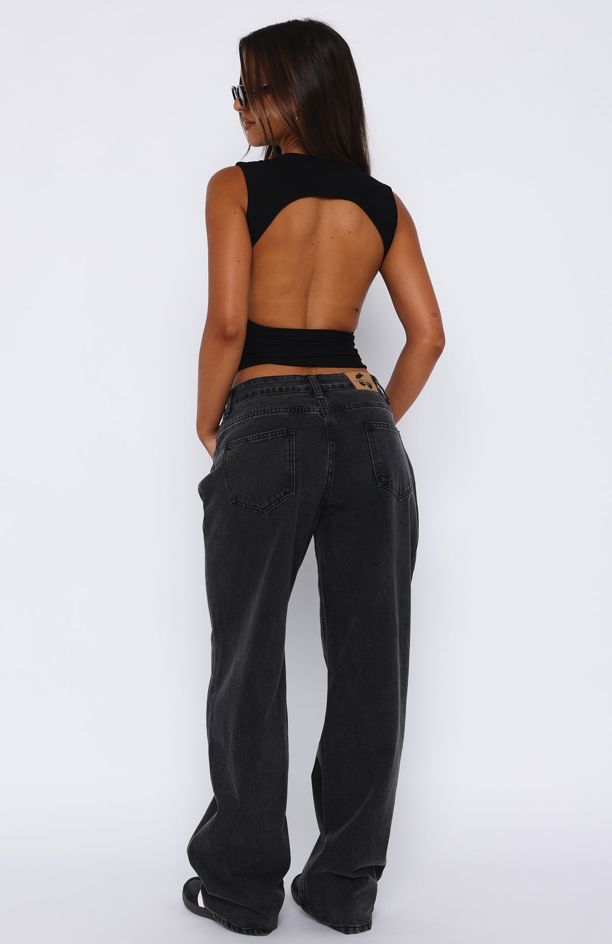 Low Rise Wide Leg Jeans - Black Acid Wash by Bring The Style