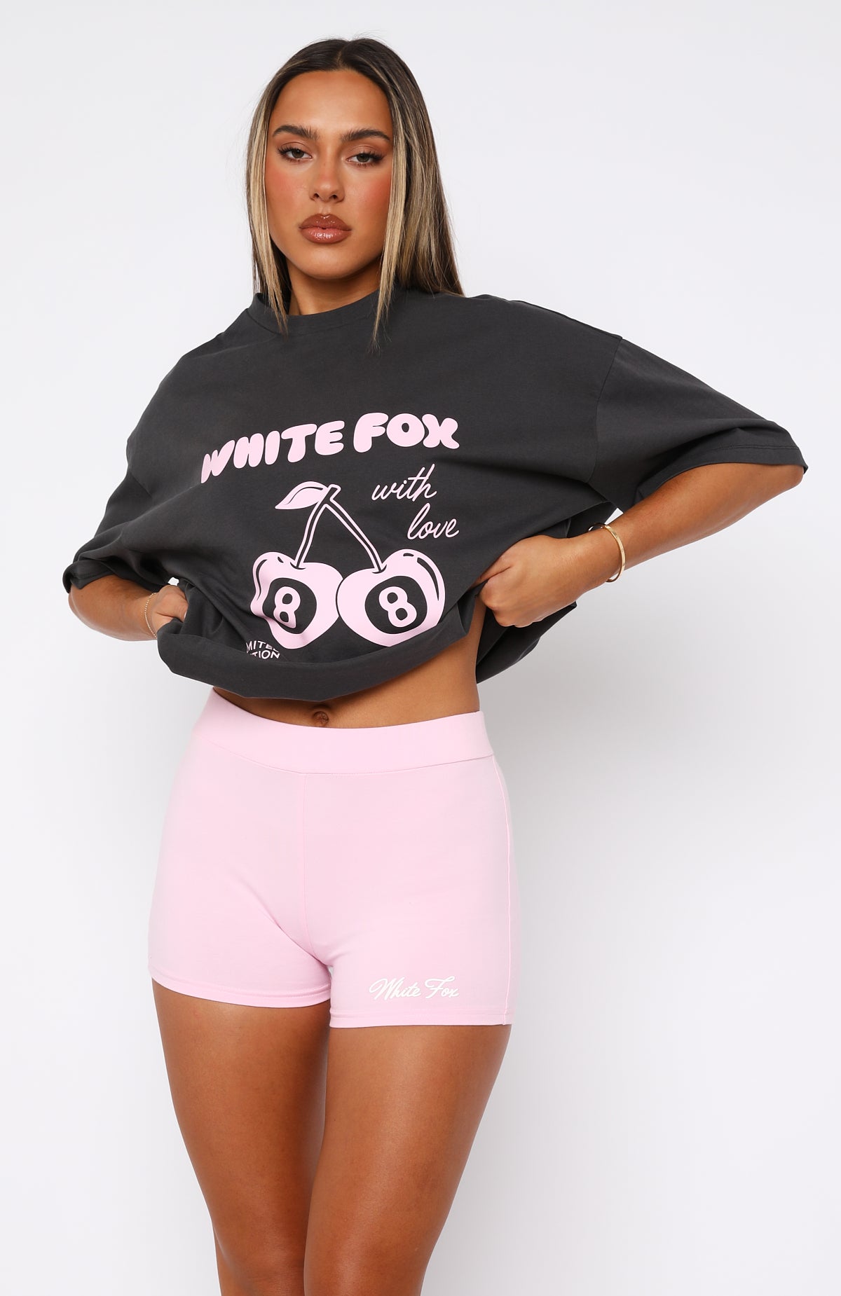 With Love Baby Pink Cotton Bike Shorts for Women