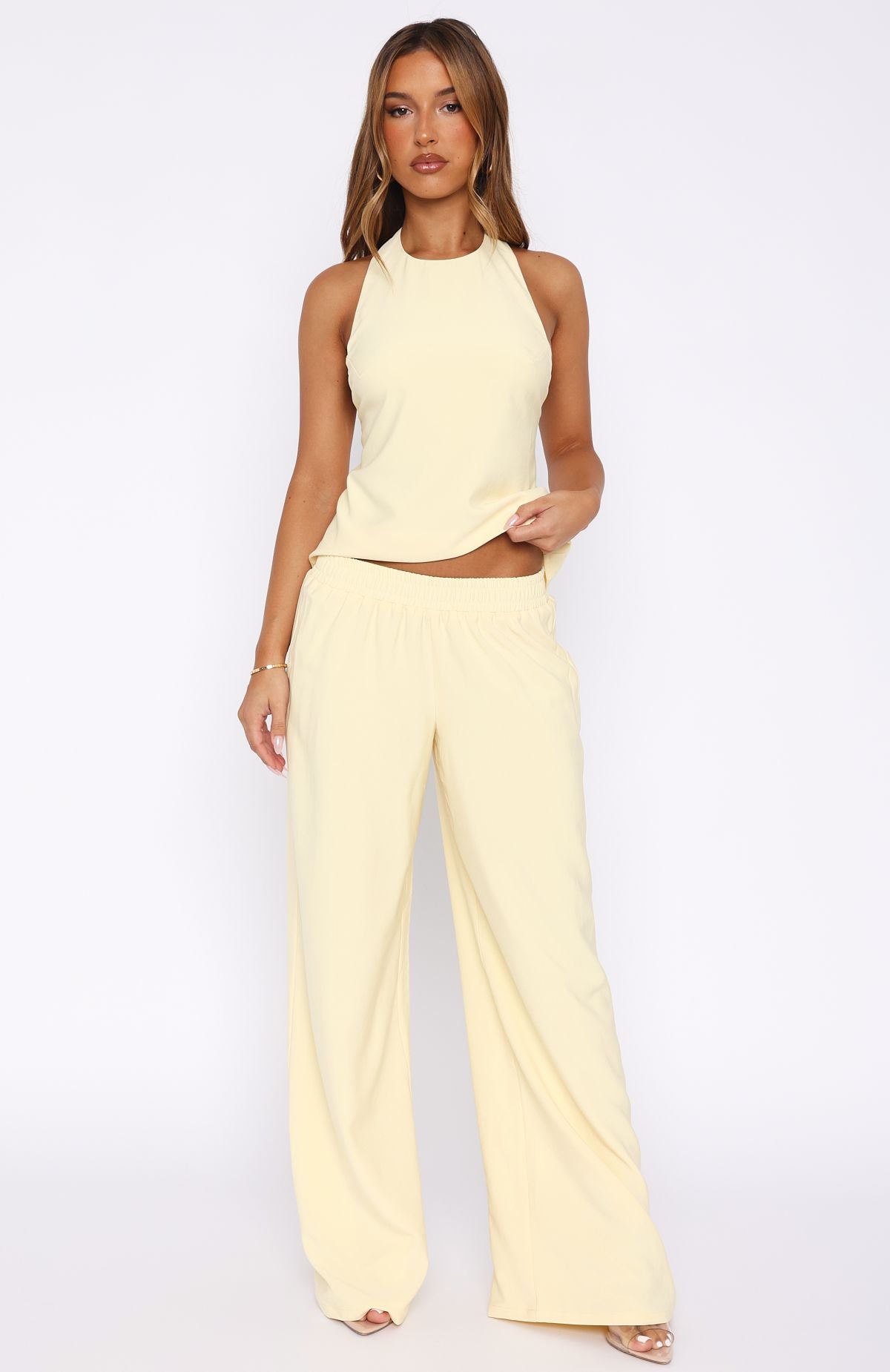 Way She Walks Butter Pants - Lightweight High Waisted Polyester Trousers