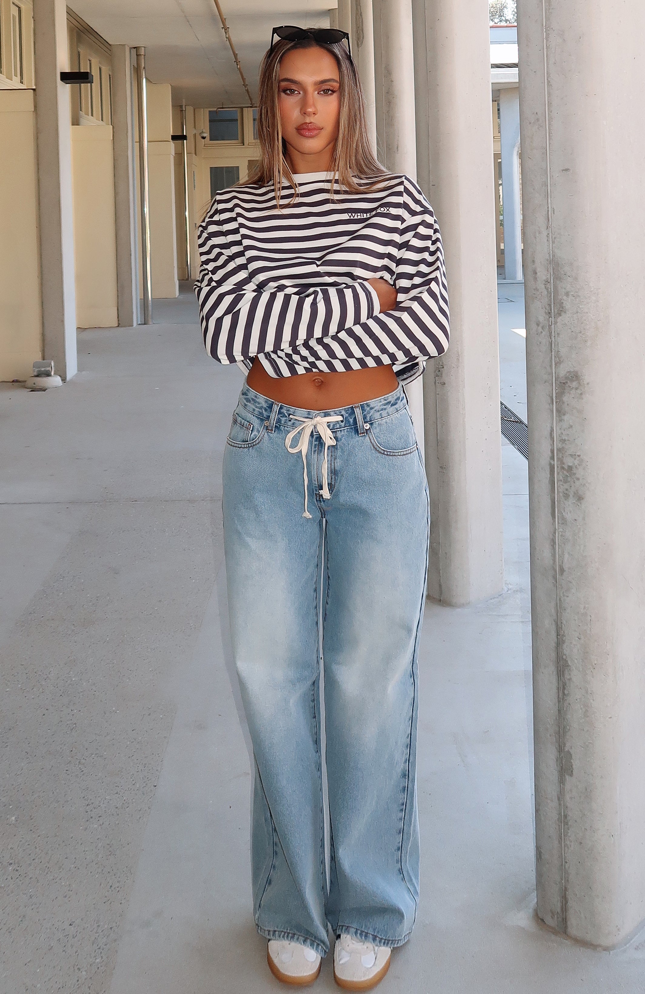 Kendall Light Blue Wide Leg Jeans | Mid Rise Denim Pants