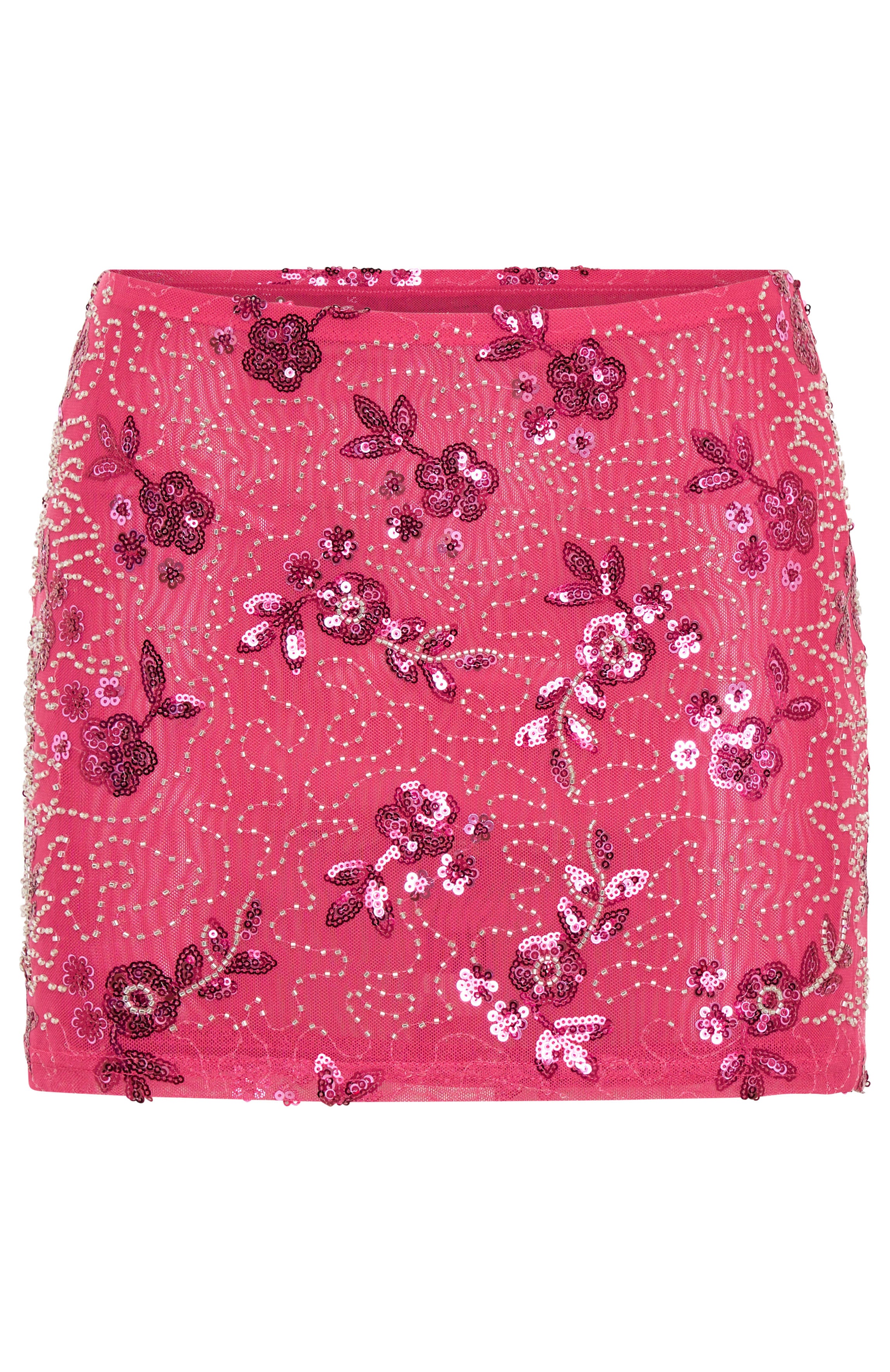 Pink Beaded Mini Skirt - Capri Cove Sparkly Summer Skirt