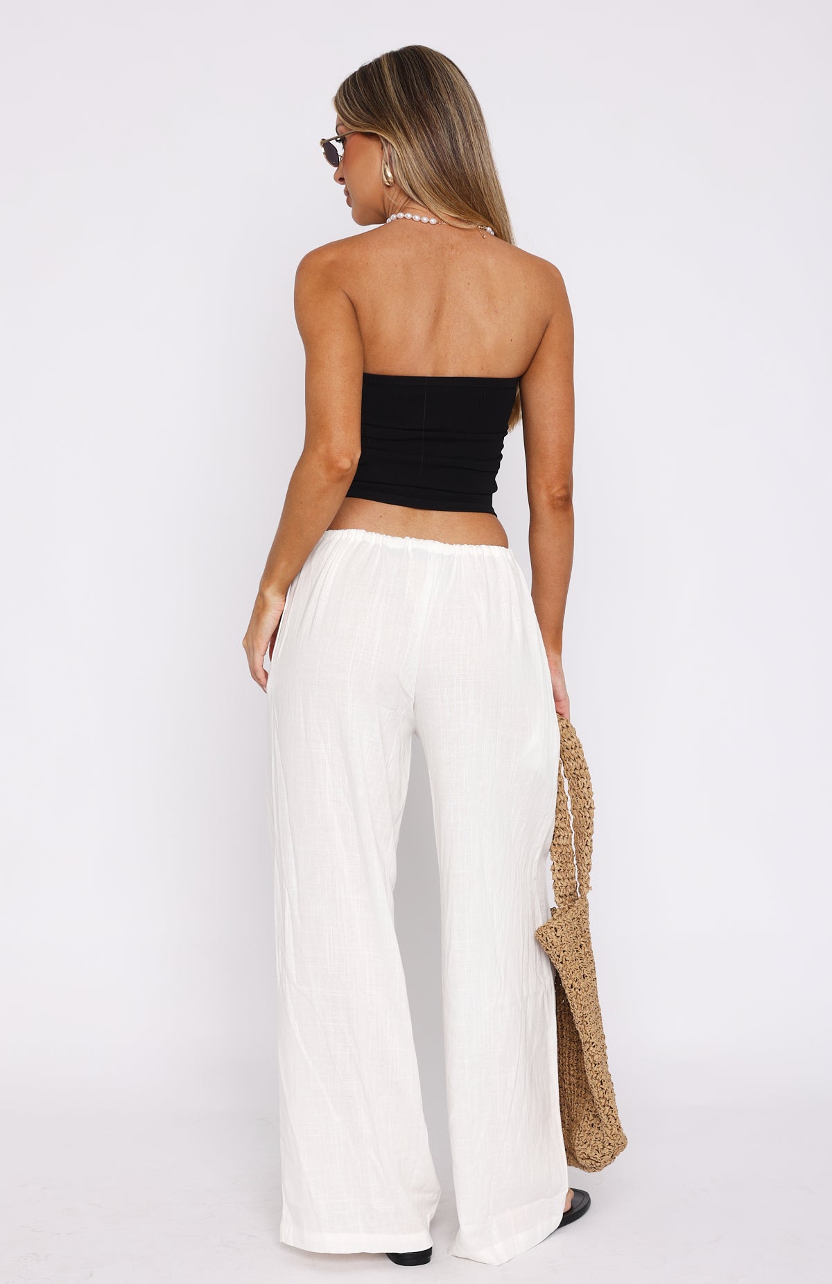 Burning Love White Linen Pants - Adjustable Drawstring & Straight Leg