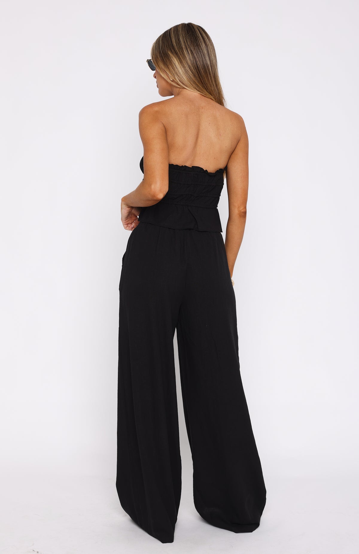Secret Society Black Linen Pants with Elastic Waistband