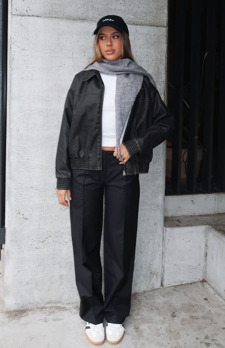 Keep It Cool Black Wide Leg Pants - Tailored Polyester Trousers